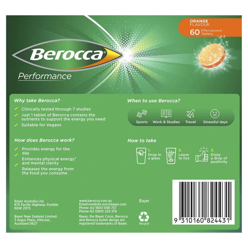 Buy Berocca Performance Orange 60 Effervescent Tablets Online At