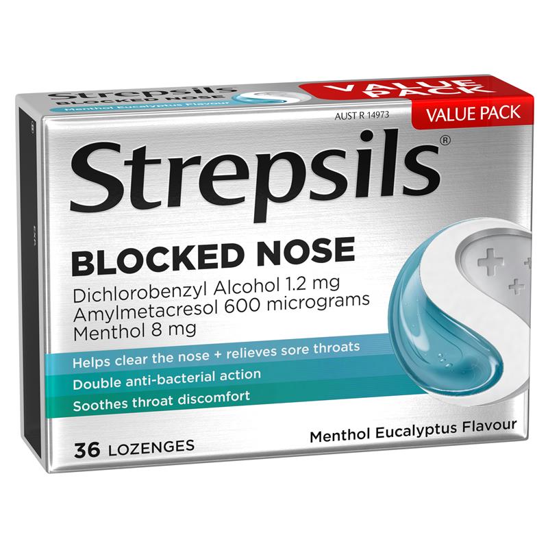Buy Strepsils Blocked Nose Relief Menthol Eucalyptus Flavour 36