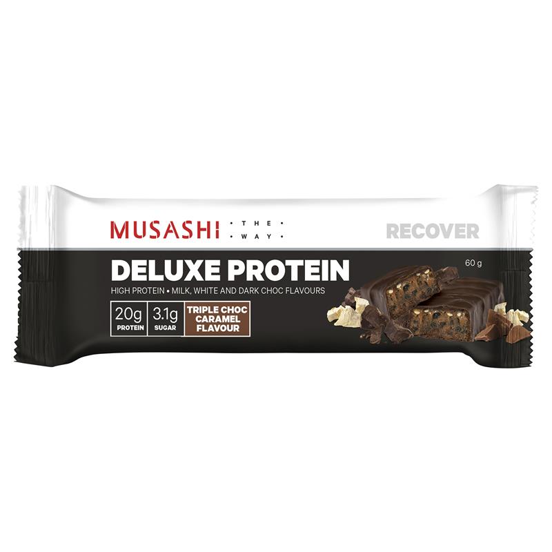 Buy Musashi Deluxe Protein Bar Triple Choc Caramel 60g Online at