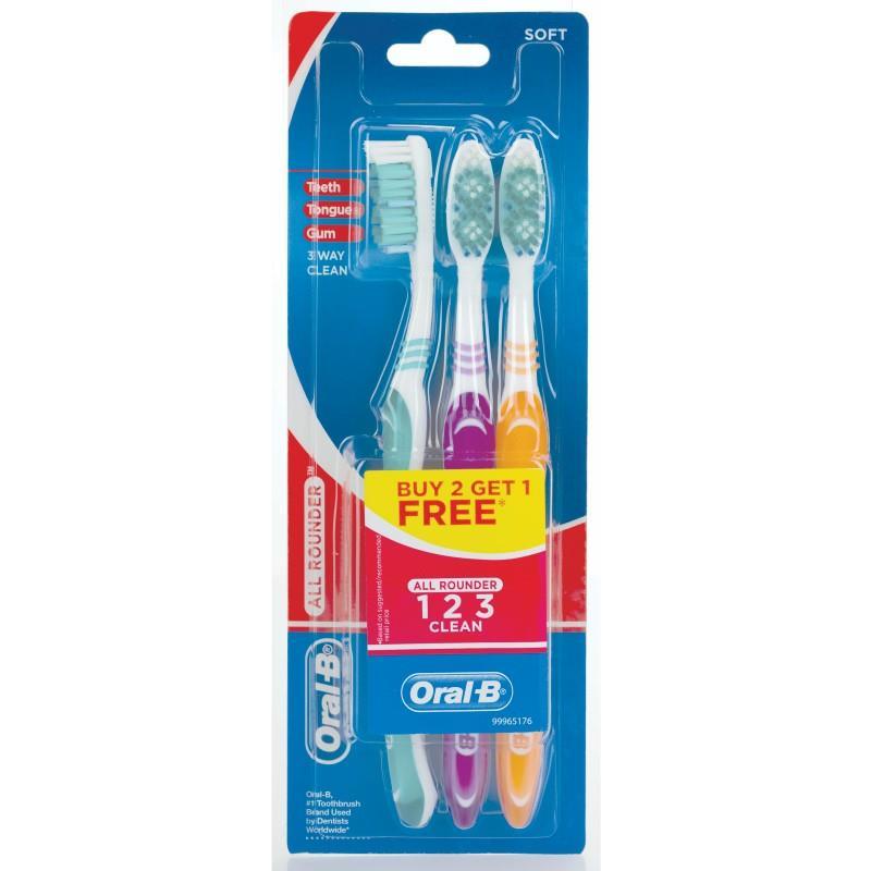 Buy Oral B Toothbrush All Rounder 1 2 3 Clean Soft 3 Pack Online At 