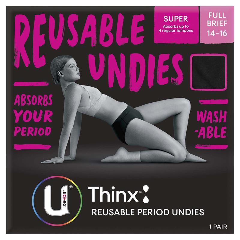 Women's Super Absorbency Cotton Brief Period Underwear, 1 unit, Size Medium  – Thinx : Pads and cup