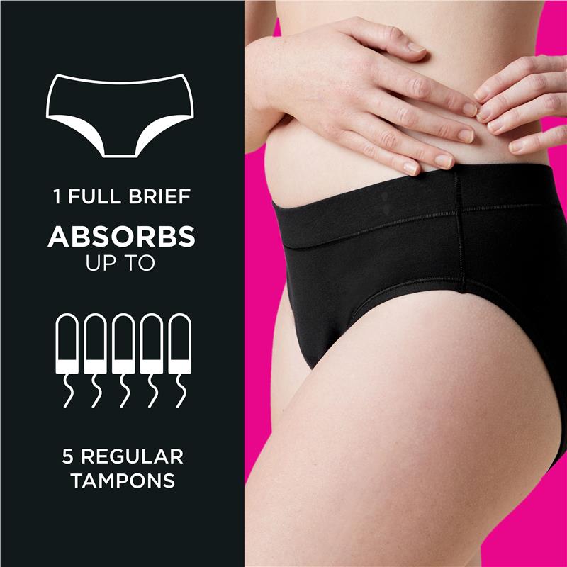 Buy U by Kotex Thinx Reusable Period Underwear Heavy Black Bikini Size 6-8  1 each