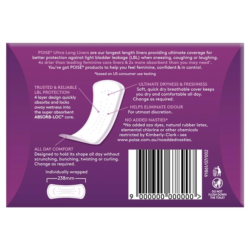 Buy Poise Liners Ultra Long 20 Pack Online at Chemist Warehouse®