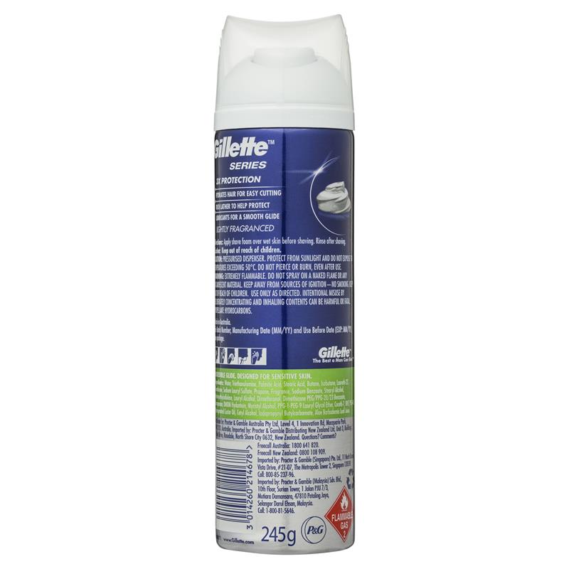 Buy Gillette Series Shave Foam Sensitive 245g Online at Chemist Warehouse®