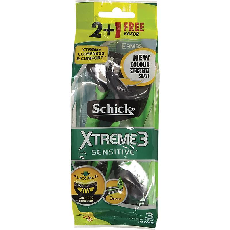 Buy Schick Xtreme 3 Sensitive 2 + 1 Disposable Razor Online at Chemist Warehouse®