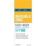 Invisible Zinc SPF 50+ Face and Body 75g Twin Pack