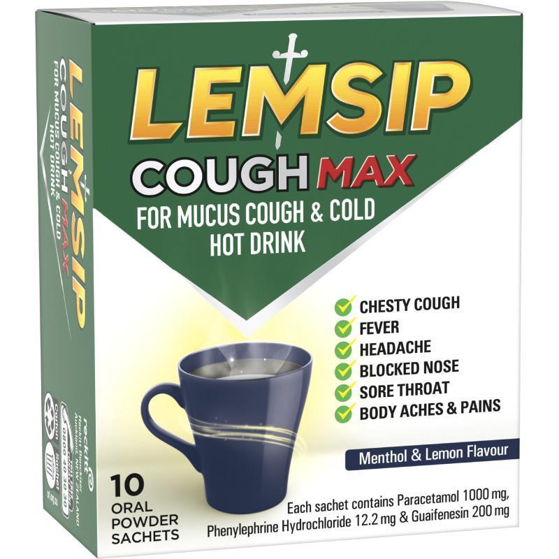 Buy Lemsip Cough Max For Mucus Cough & Cold Hot Drink Menthol Lemon 10