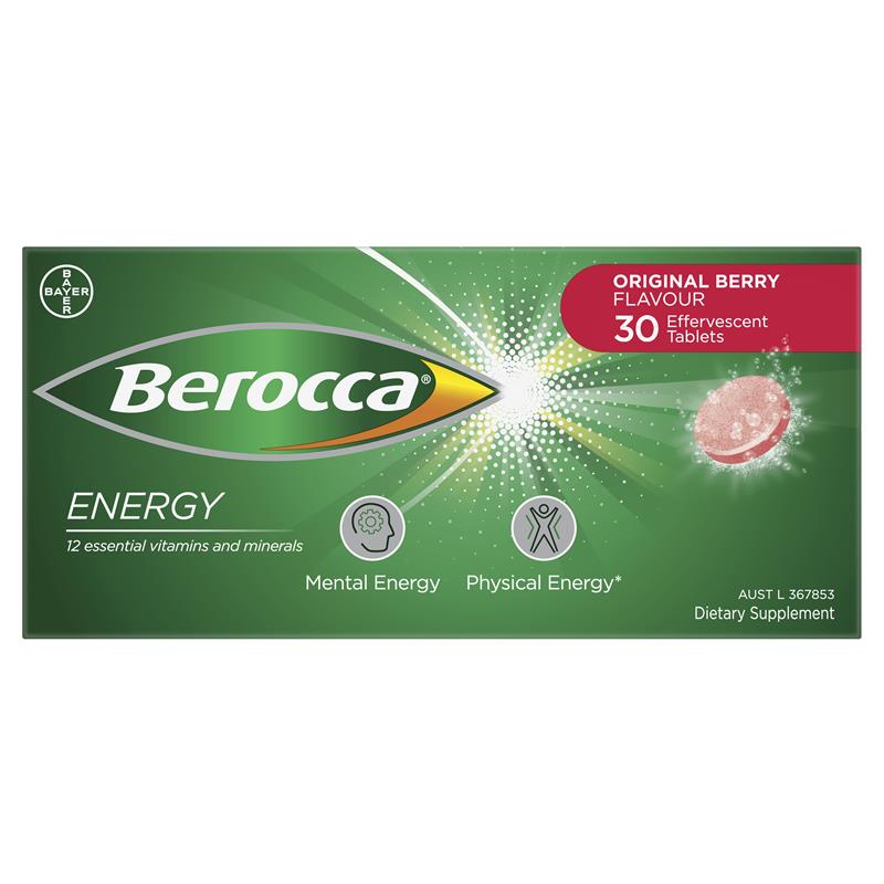 Buy Berocca Energy Original Berry 30 Effervescent Tablets New Online at