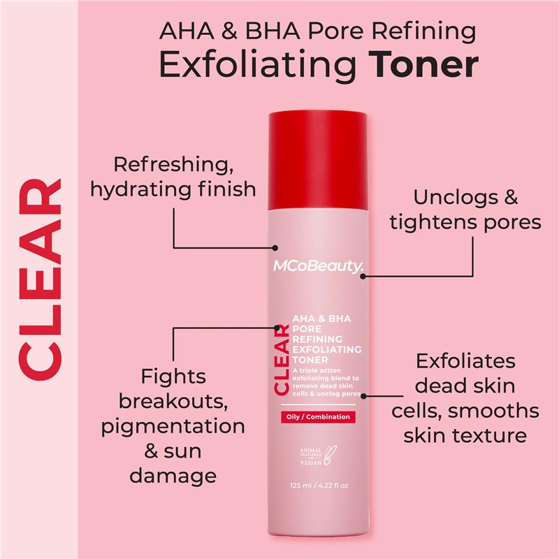 Buy MCoBeauty Clear AHA & BHA Pore Refining Exfoliating Toner 125ml