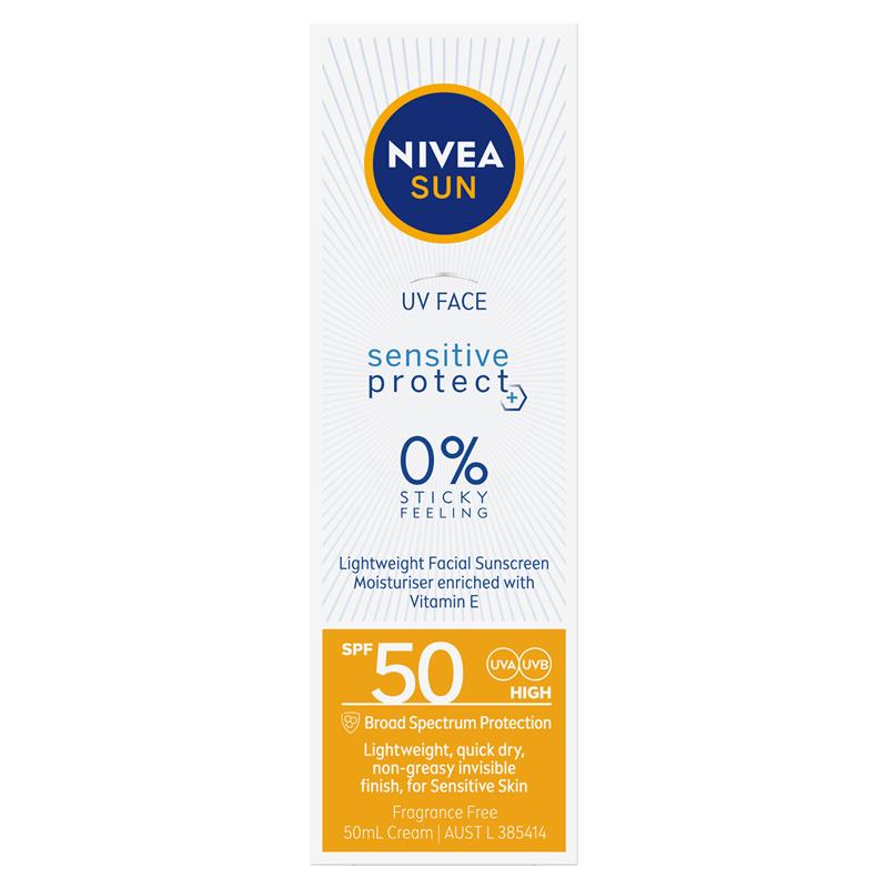 Buy Nivea Sun SPF 50+ UV Face Sensitive 50ml Online at Chemist Warehouse®