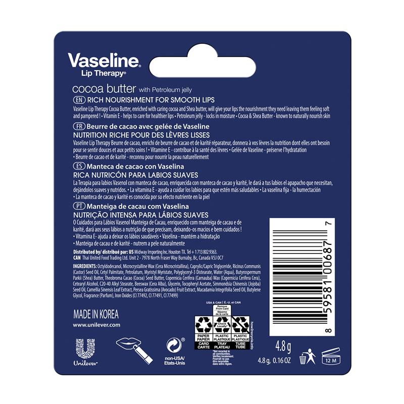 Buy Vaseline Lip Balm Cocoa Butter Stick 4.8g Online at Chemist Warehouse®
