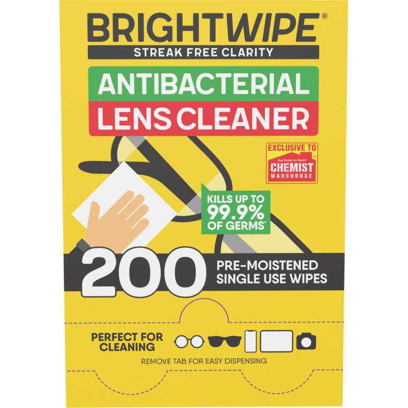 Buy Brightwipe Lens Cleaning Wipes 200 Pack Exclusive Size Online at