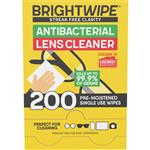 Brightwipe Lens Cleaning Wipes 200 Pack Exclusive Size