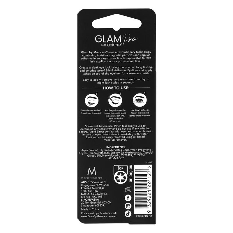 Buy Glam by Manicare Eyelash Adhesive Eyeliner 3In1 Black Online at