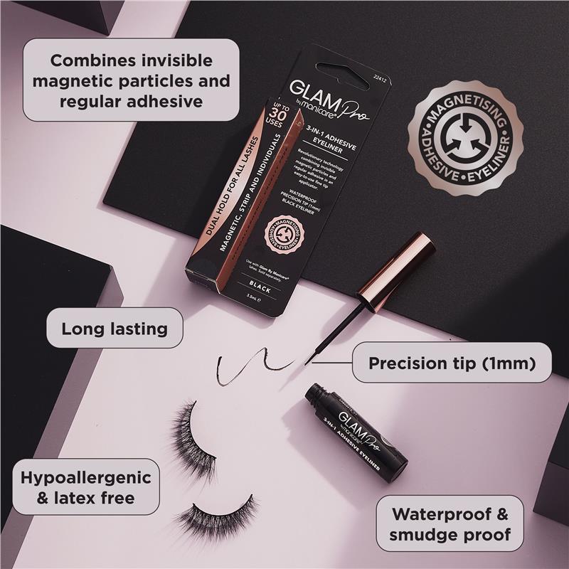 Buy Glam by Manicare Eyelash Adhesive Eyeliner 3In1 Black Online at
