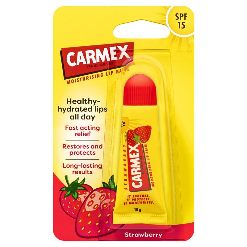 Buy Carmex Lip Balm Strawberry Squeeze Tube 10g Online at Chemist
