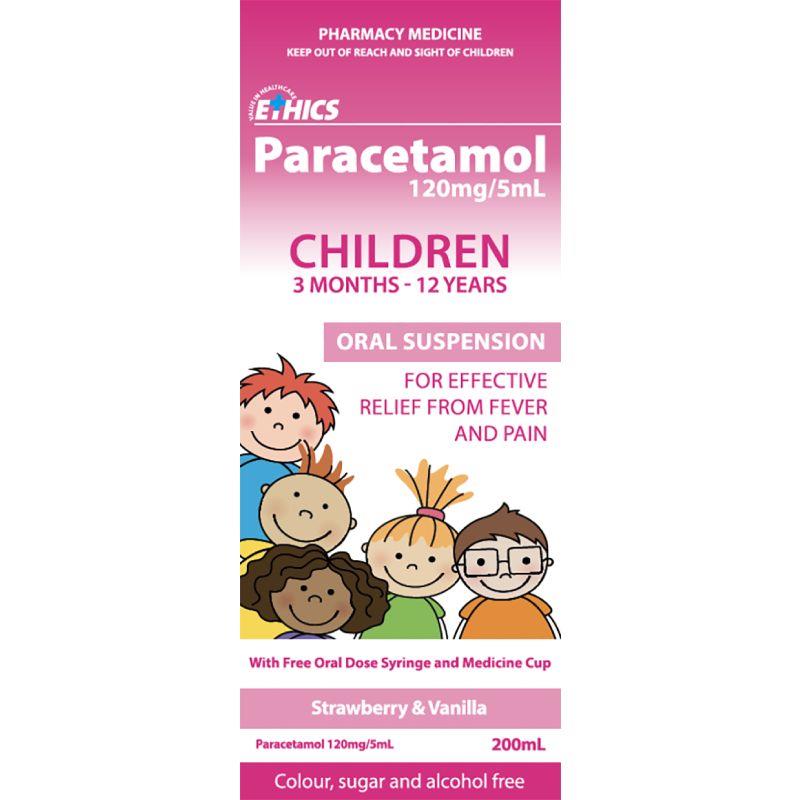 Buy Ethics Paracetamol 120mg/5ml Oral Suspension 200ml OTC Online at