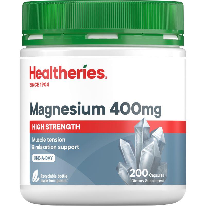Buy Healtheries Magnesium 400mg High Strength 1-A-Day 200 Capsules ...