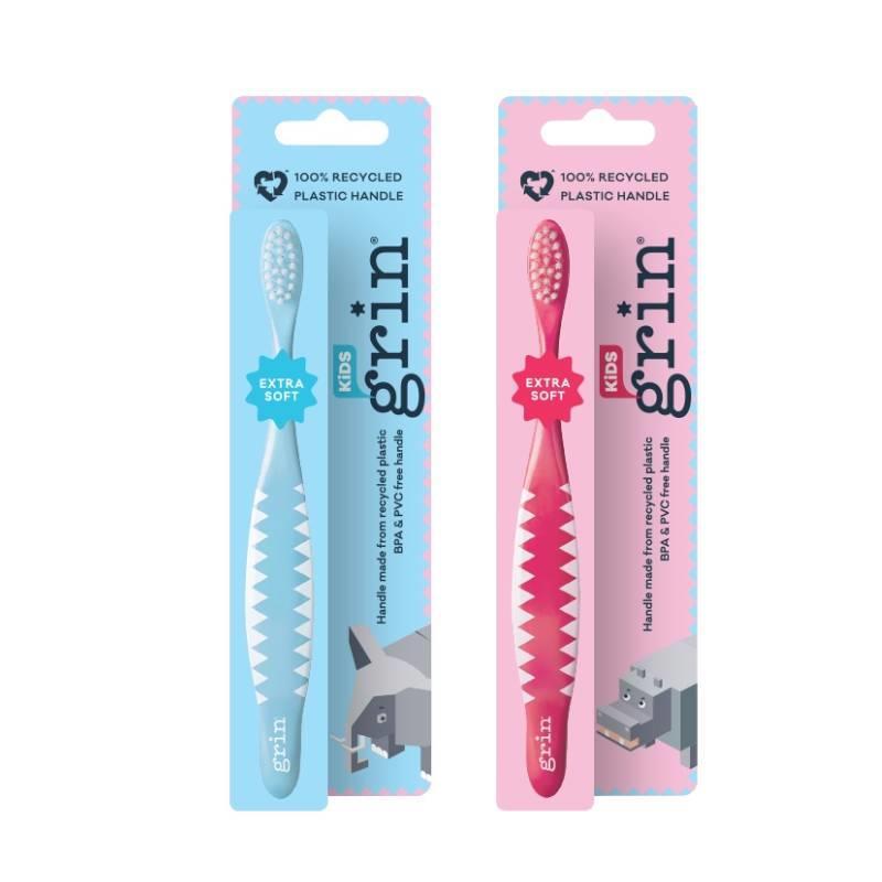 Buy Grin Toothbrush Kids Recycled Pink/Blue 1 Pack Online at Chemist