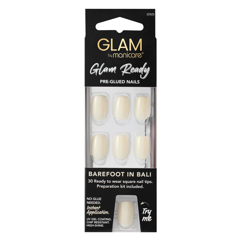 Buy Glam by Manicare Ready PreGlued Nails 30 Pieces Barefoot In Bali
