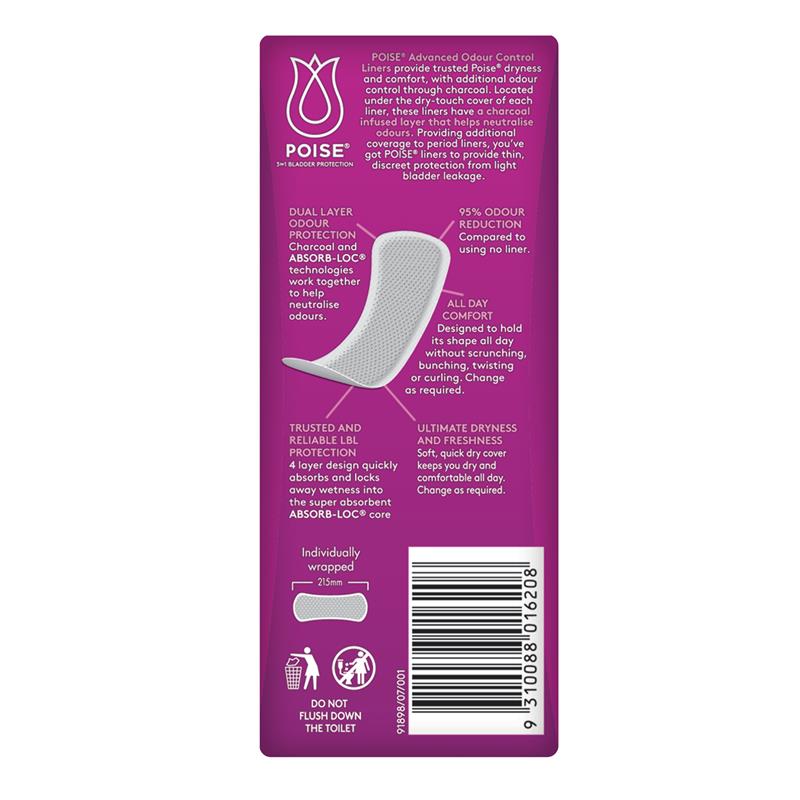 Buy Poise Liners Charcoal Extra Long 20 Pack Online at Chemist Warehouse®