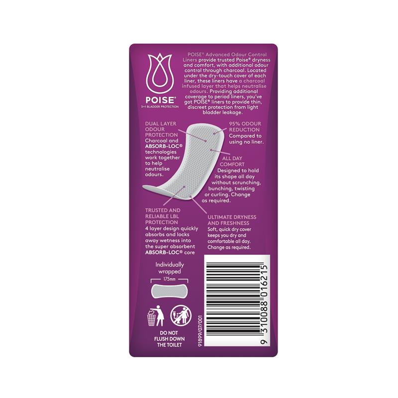 Buy Poise Liners Charcoal Light 22 Pack Online at Chemist Warehouse®