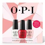 OPI Nail Lacquer Tri Funny Bunny + Passion + Big Apple Red