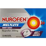 Nurofen Meltlets Berry Burst 200mg Ibuprofen 12 Pack