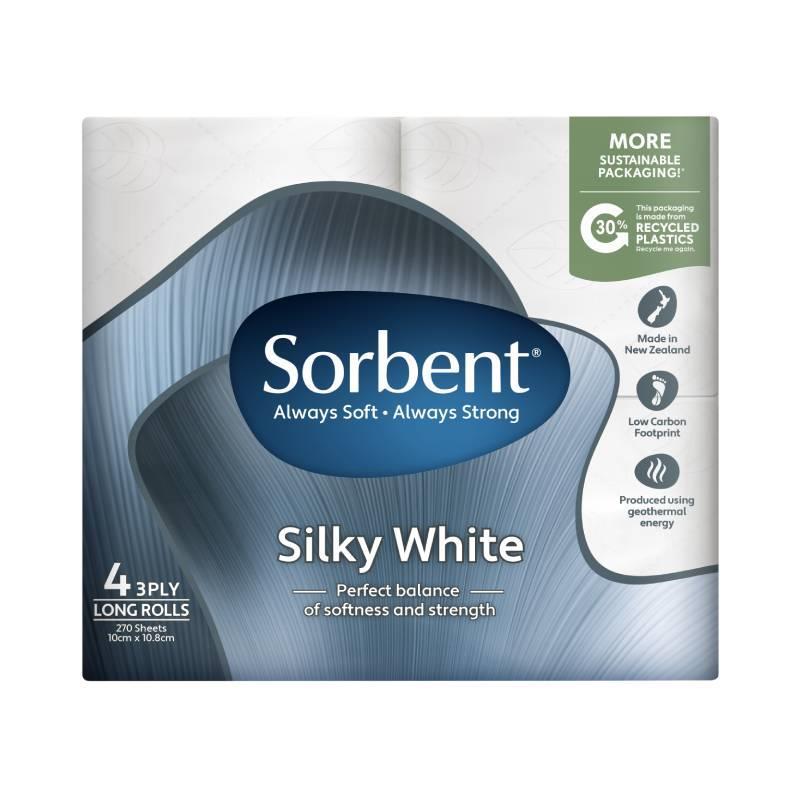 Buy Sorbent Toilet Paper Silky White Long Roll 4 Pack Online at Chemist