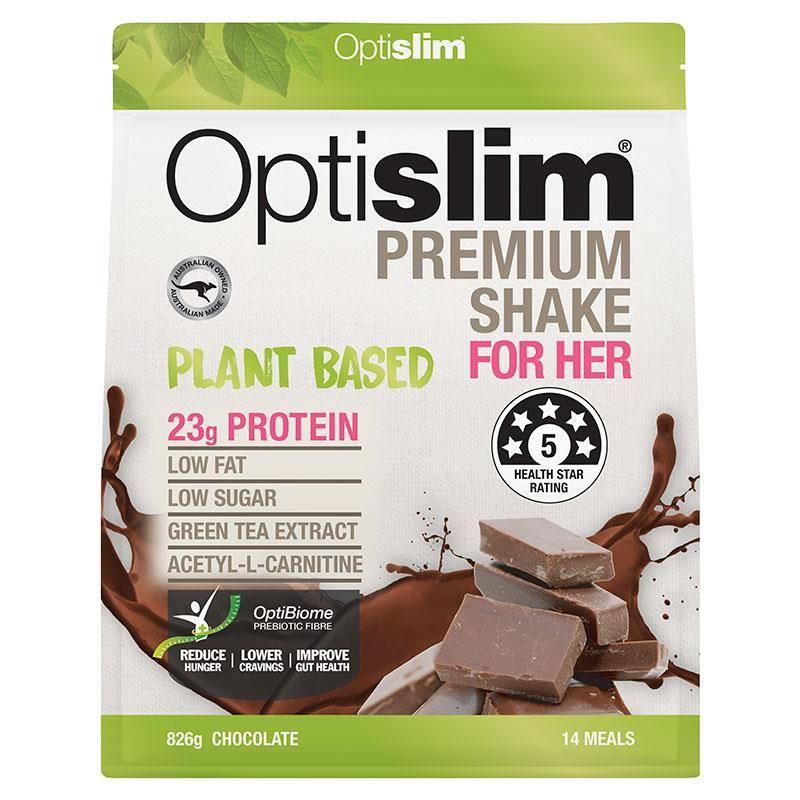 Buy Optislim For Her Plant Based Shake Chocolate 826g Pouch Online at