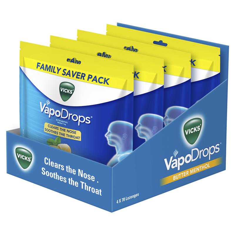 Buy Vicks VapoDrops Butter Menthol 70 Lozenges Online at Chemist Warehouse®