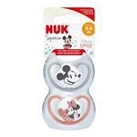 NUK Mickey Mouse Silicone Soother 0 - 6 Months 2 Pack Assorted