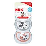NUK Mickey Mouse Silicone Soother 6 - 18 Months 2 Pack Assorted