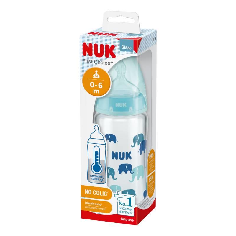 Buy NUK First Choice+ Glass Bottle 240ml With 0 6 Months Silicone Teat Online at Chemist