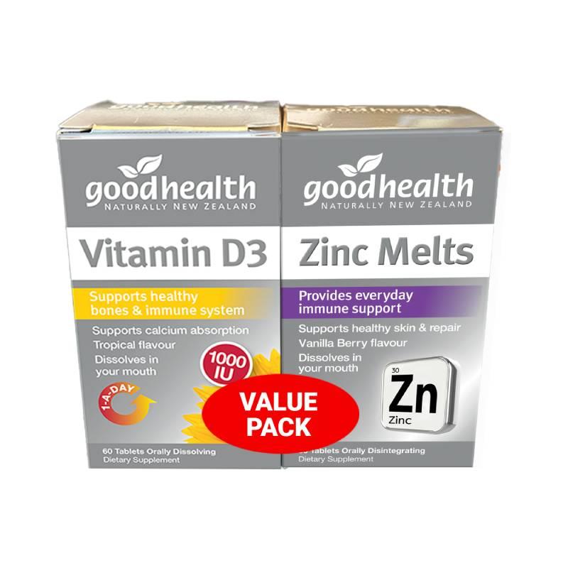 Buy Good Health Zinc Melts 60 Tablets + Vitamin D3 60 Tablets Promo