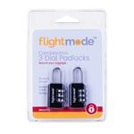 Flightmode Combination 3 Dial Padlocks 2 Pack