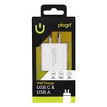 Plugd Dual Wall Charger With USB C & USB A