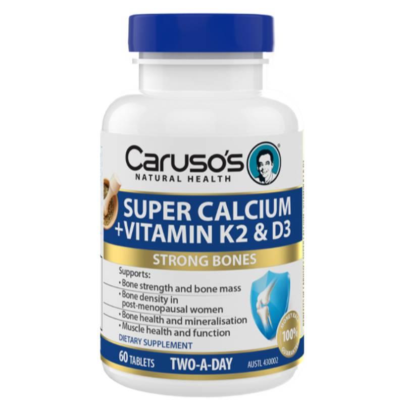 Buy Caruso's Super Calcium + K2 & D3 Two-A-Day 60 Tablets Online at ...