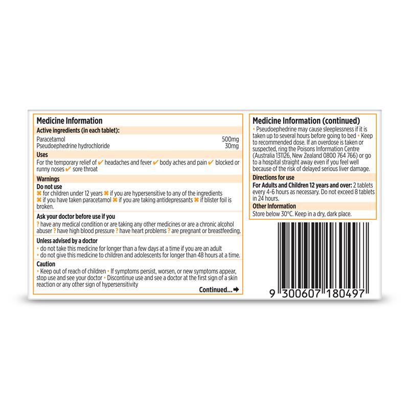 Buy Codral Original Cold And Flu PSE 24 Tablets (Pharmacist Only) Online at Chemist Warehouse®