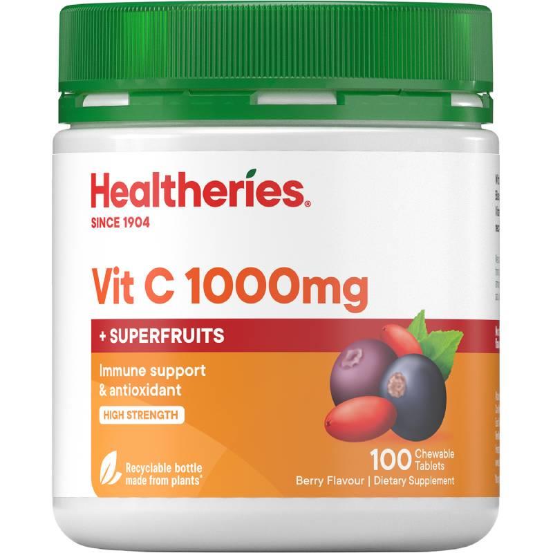 Buy Healtheries Vitamin C 1000mg Plus Superfruits 100 Chewable Tablets ...