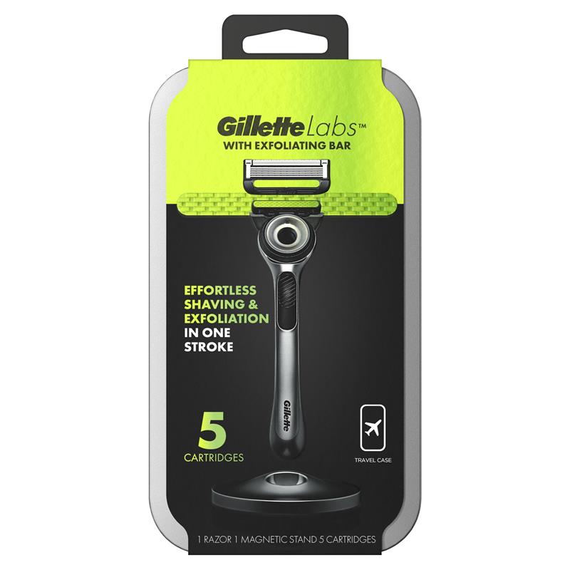 gillette labs manual razor 5 blade refills with travel case