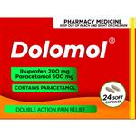 Dolomol Ibuprofen & Paracetamol 24 Softgel Capsules