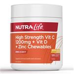 NutraLife High Strength Vit C 1200mg + Vit D + Zinc 120 Chewable Tablets
