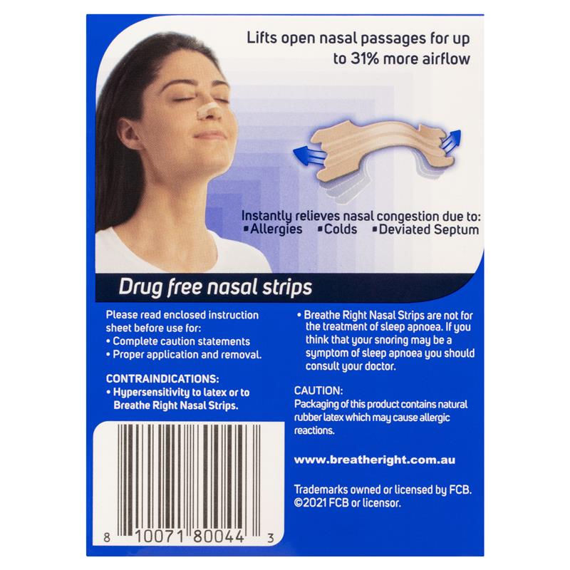 Buy Breathe Right Nasal Strips Tan Large 30 Pack Online at Chemist