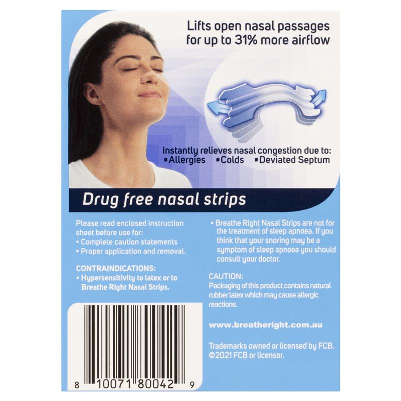 BREATHE RIGHT ADVANCED (10) Clear Nasal Strips Adult Size Nose Band Stop  Snoring