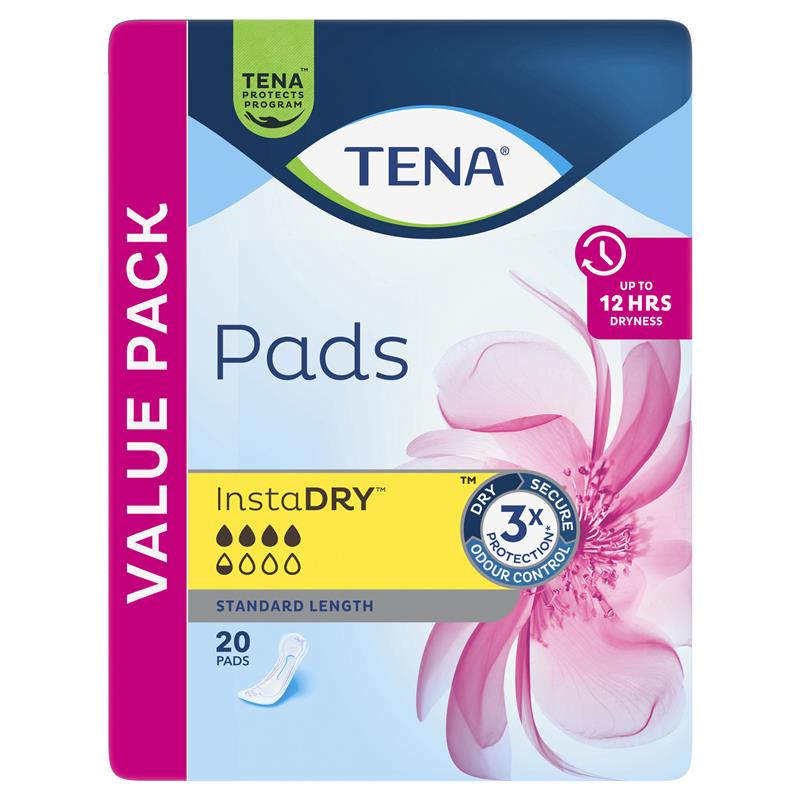 Buy Tena Pads Instadry Standard Length 20 Value Pack Online at Chemist ...