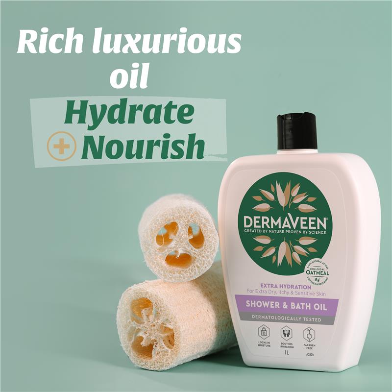 Buy DermaVeen Extra Hydration Shower And Bath Oil 1 Litre Online at