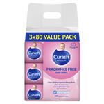 Curash Baby Wipes Fragrance Free 3 x 80 Bulk Pack