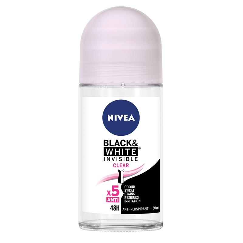 Buy Nivea Women Deodorant Roll On Black & White Invisible Clear 50ml ...