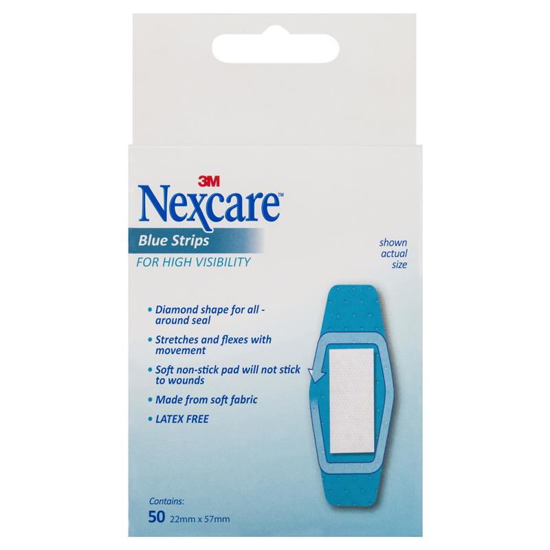 Buy Nexcare Blue Strips 22mm x 57mm 50 Pack Online at Chemist Warehouse®